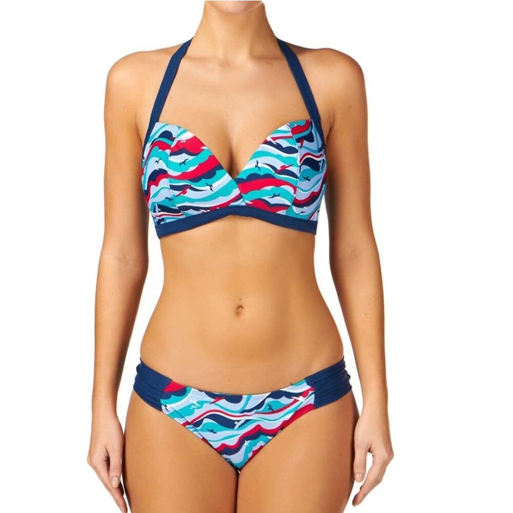 NEW Cleo by Panache 2 piece set Tilly Bra Size Cup 36E Bikini Top Bottoms Bird L